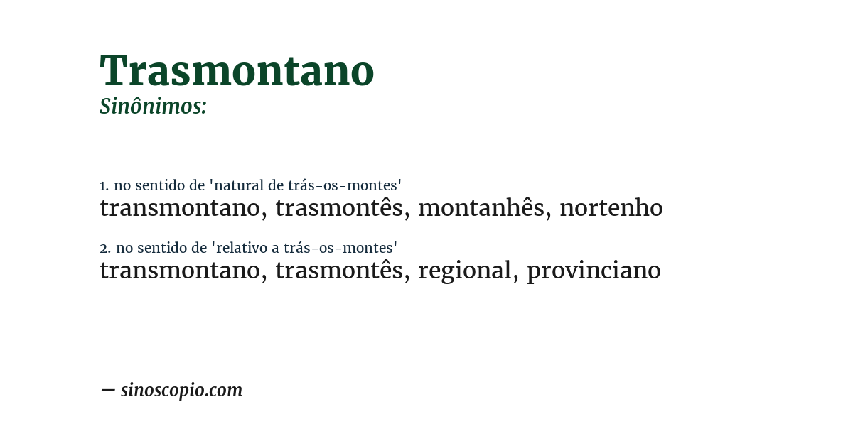 Sinônimo de trasmontano