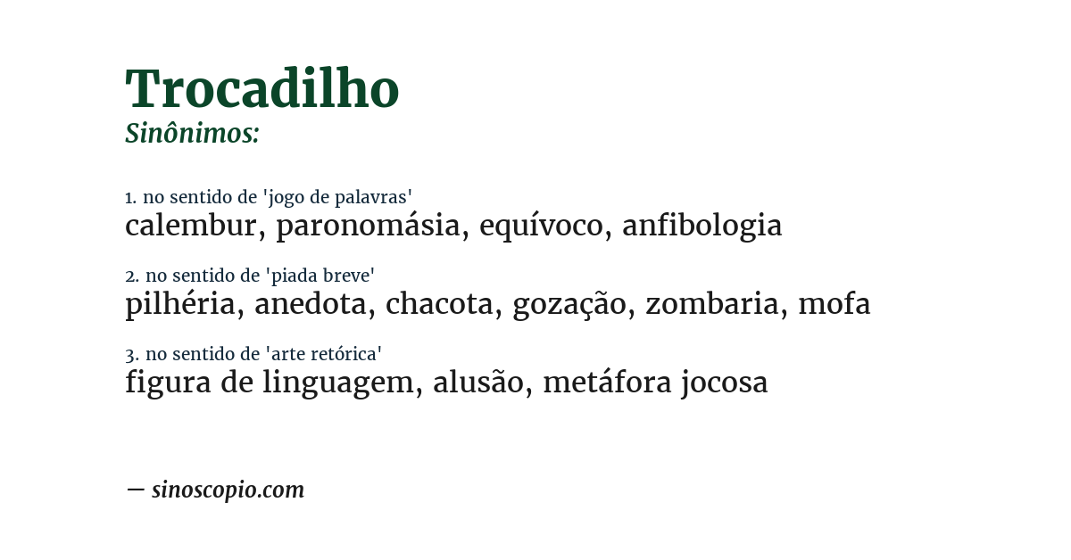 Sinônimo de trocadilho