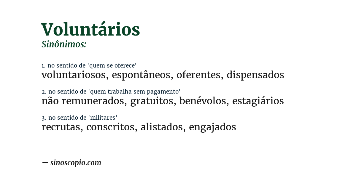 Sinônimo de voluntários