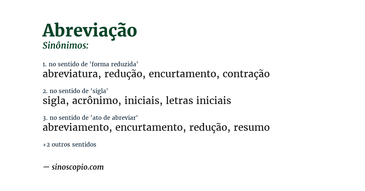 Sinônimo de abreviação