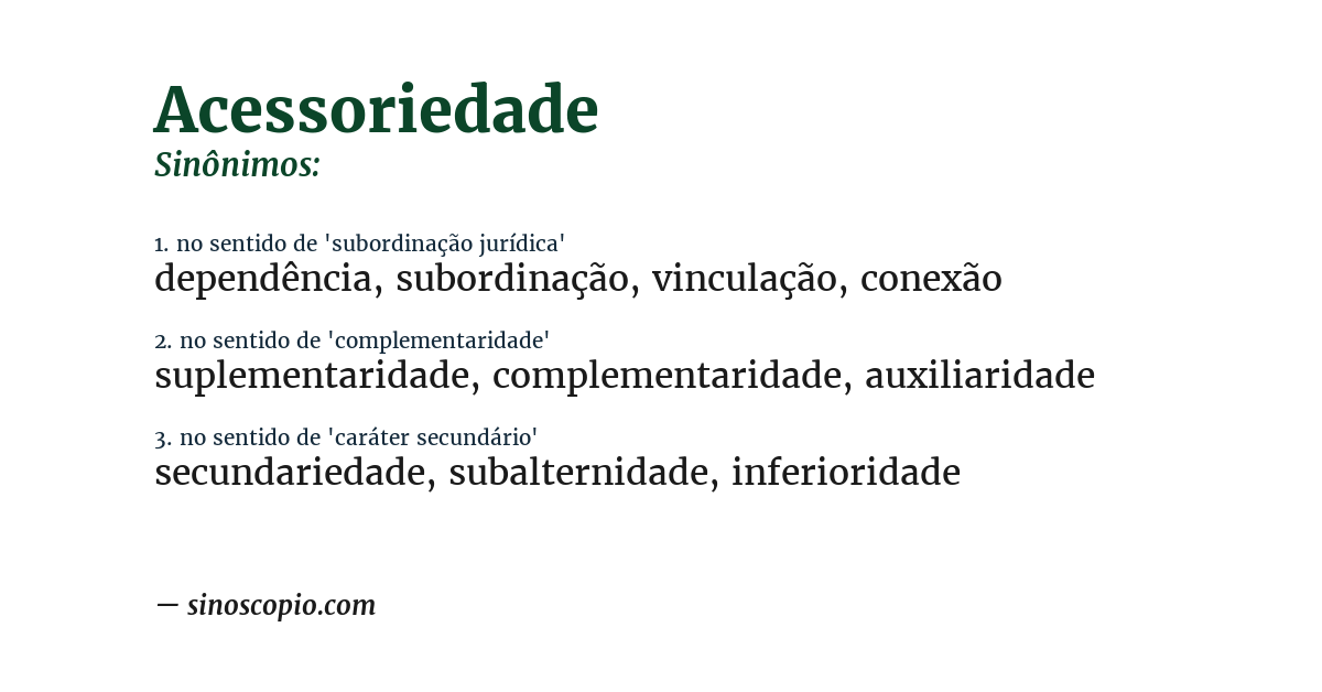 Sinônimo de acessoriedade