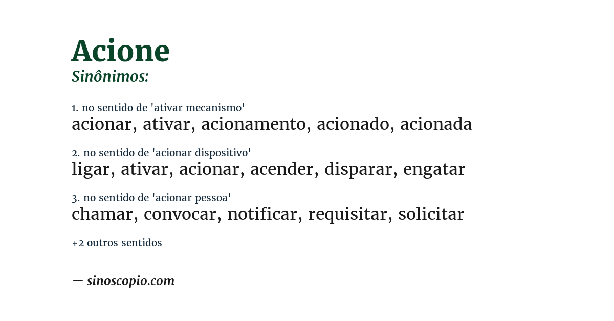 Sinônimo de acione