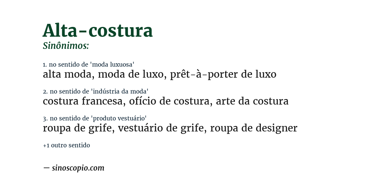 Sinônimo de alta-costura