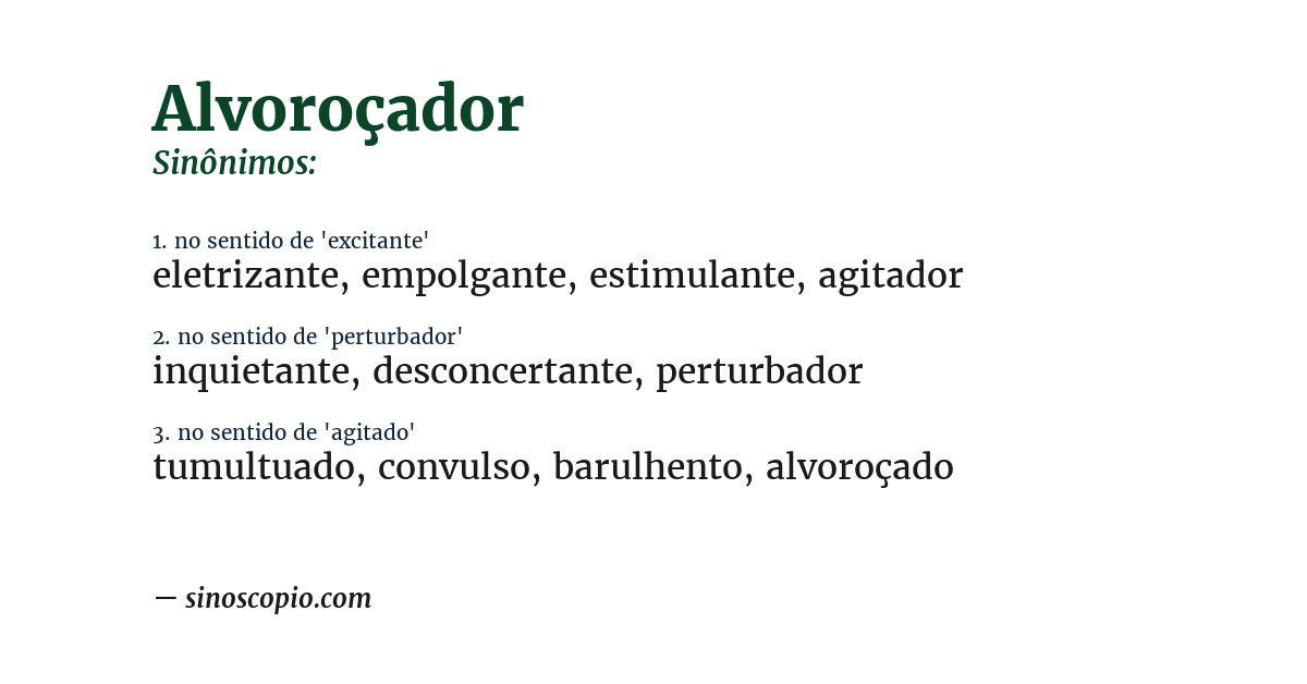 Sinônimo de alvoroçador