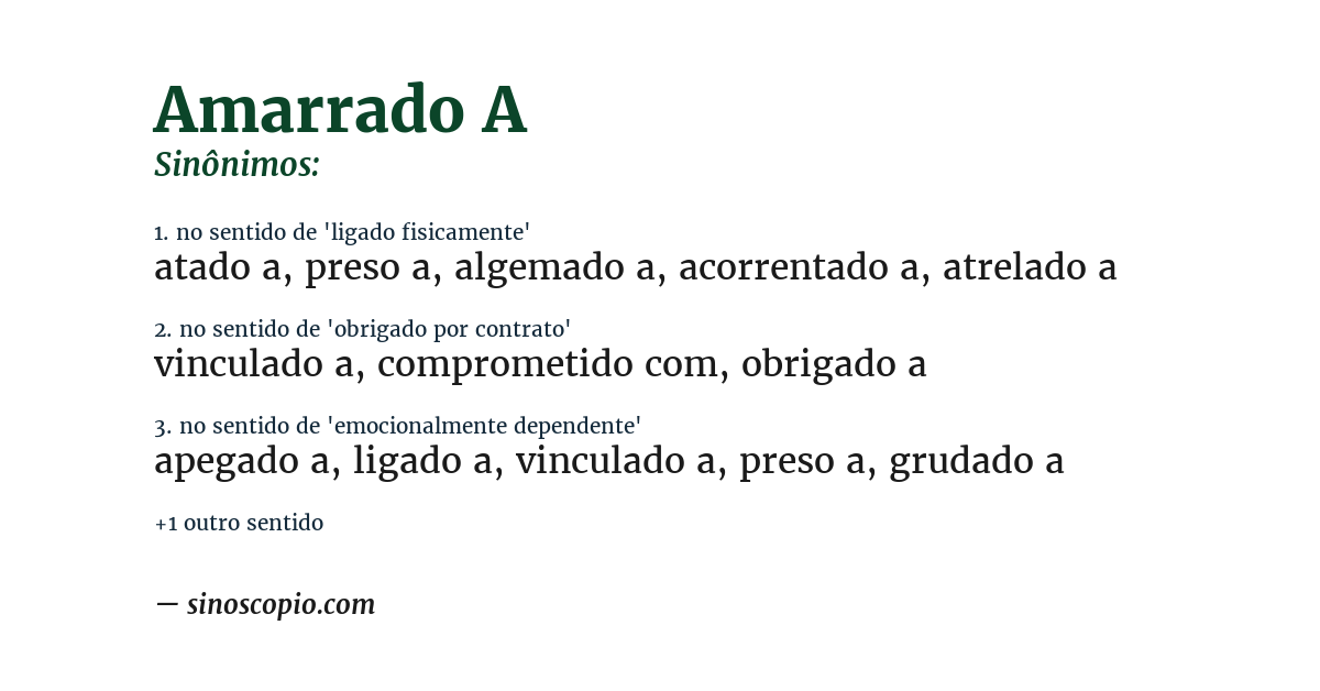 Sinônimo de amarrado a