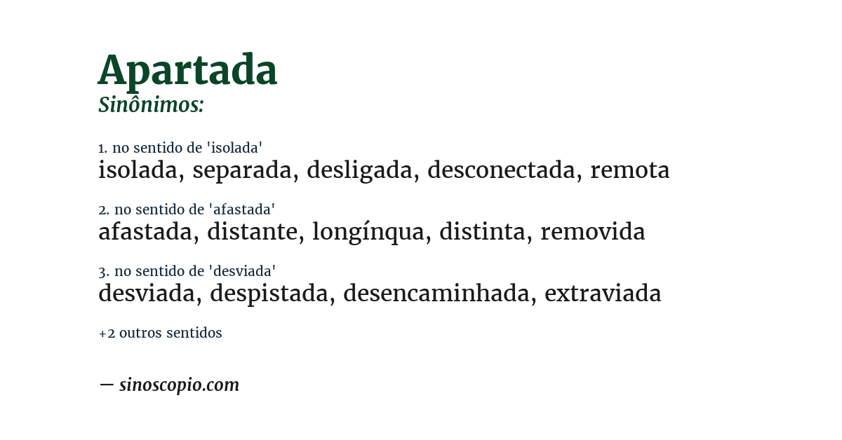 Sinônimo de apartada