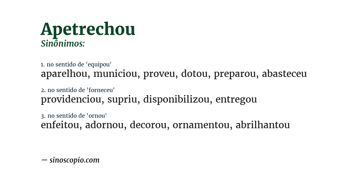 Sinônimo de apetrechou