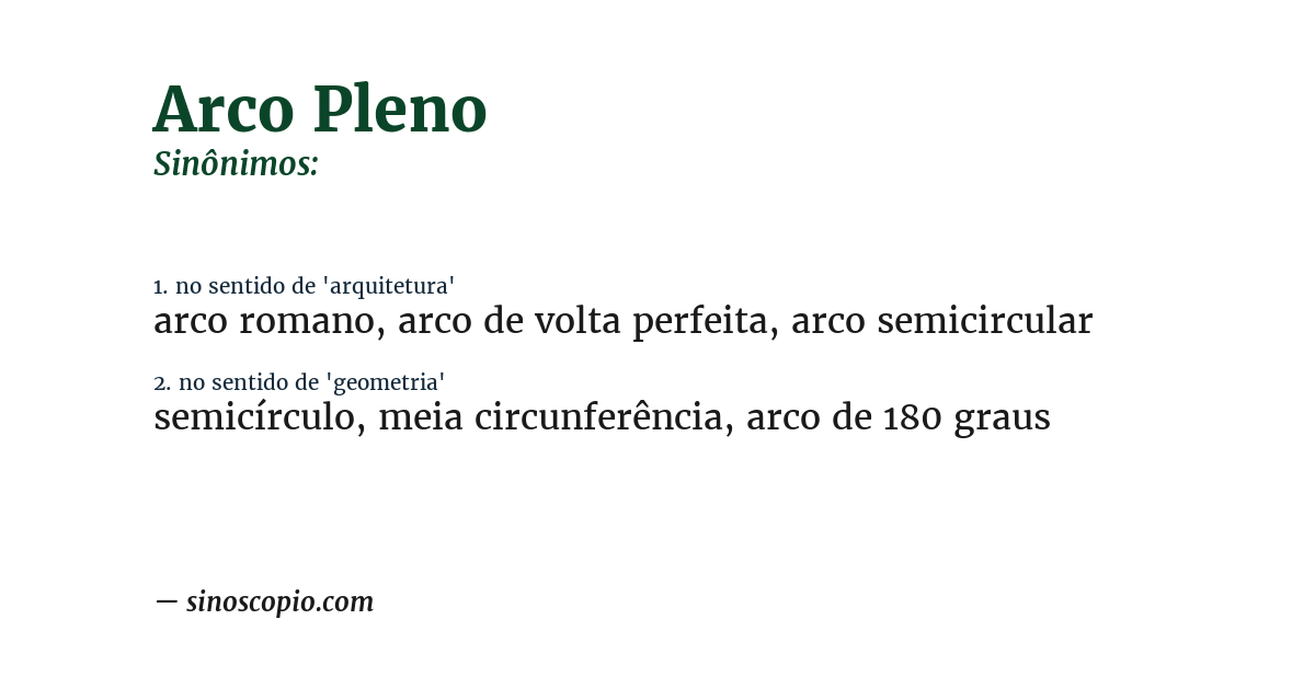 Sinônimo de arco pleno