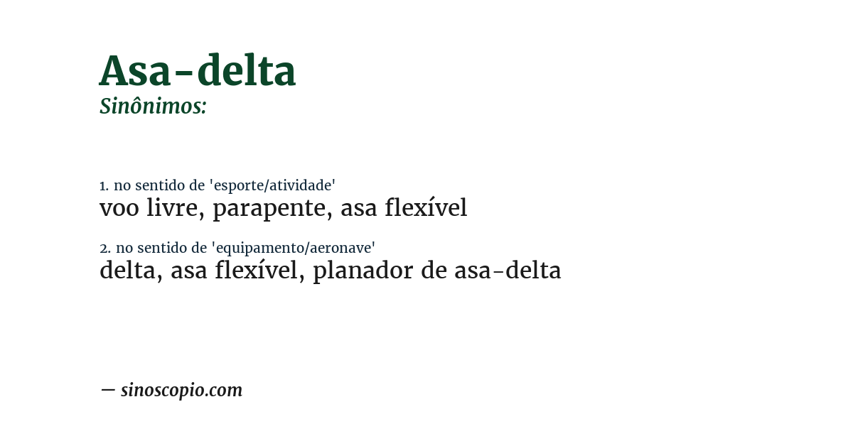 Sinônimo de asa-delta
