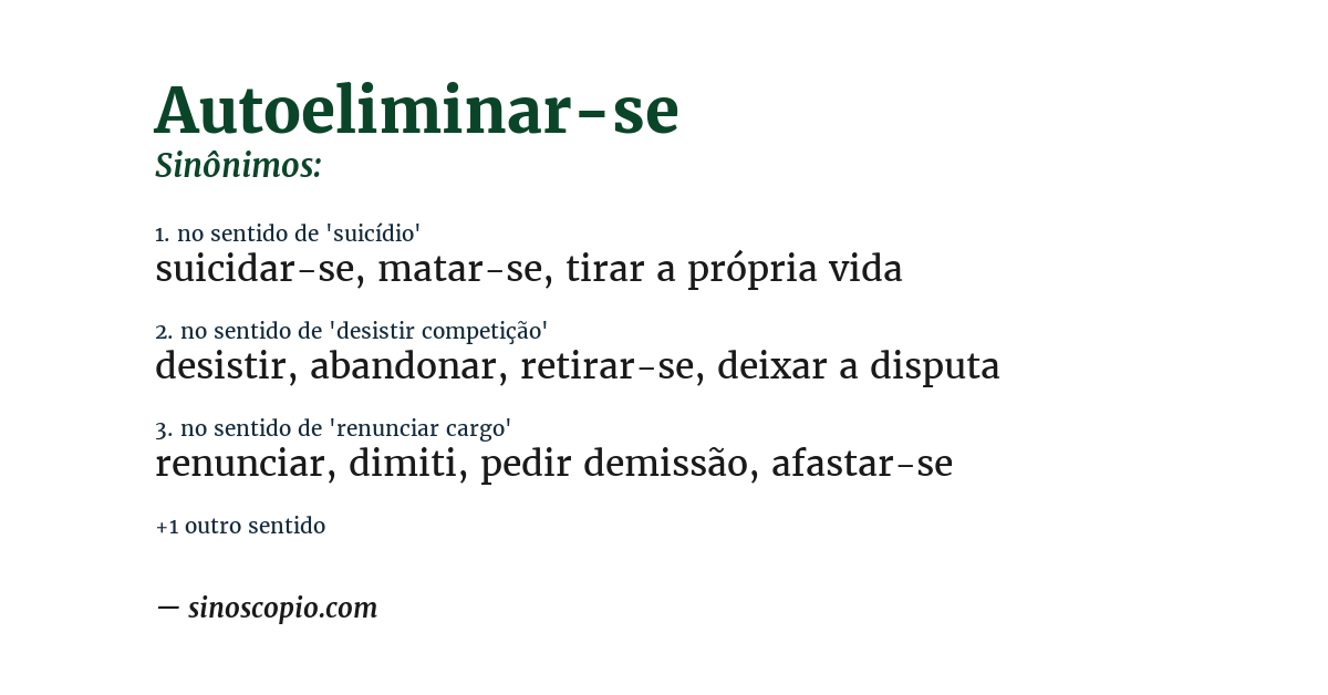 Sinônimo de autoeliminar-se