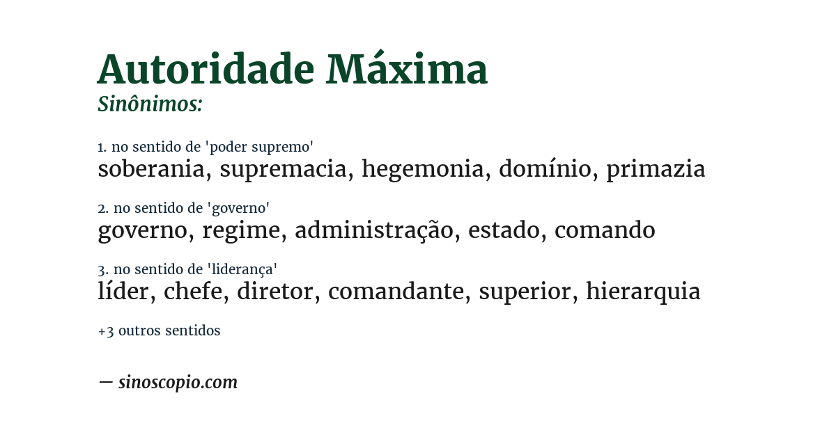 Sinônimo de autoridade máxima