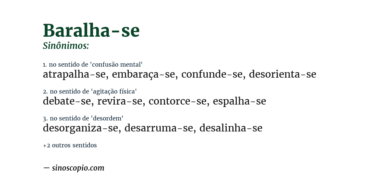 Sinônimo de baralha-se