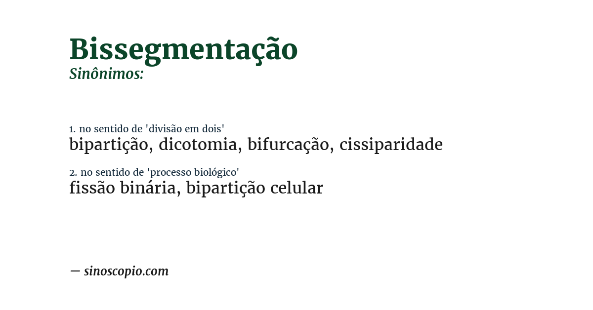 Sinônimo de bissegmentação