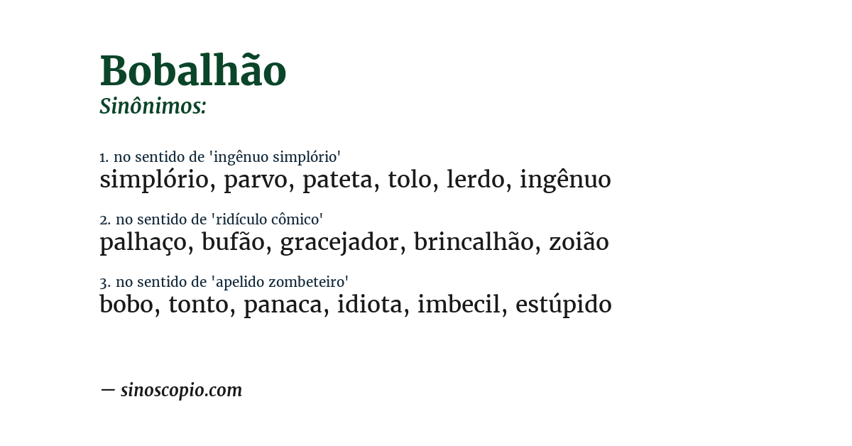 Sinônimo de bobalhão