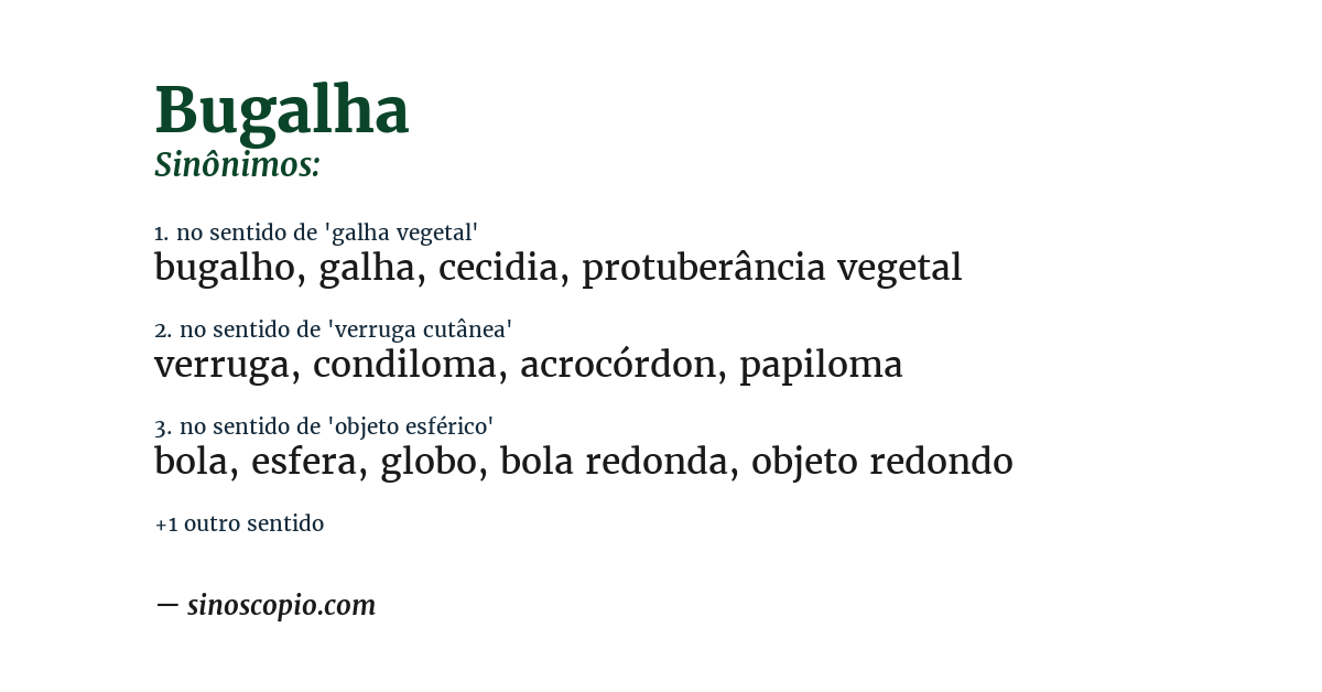 Sinônimo de bugalha