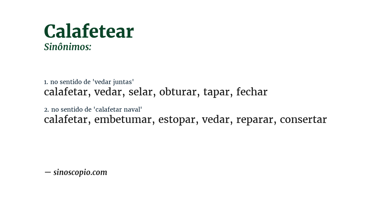 Sinônimo de calafetear