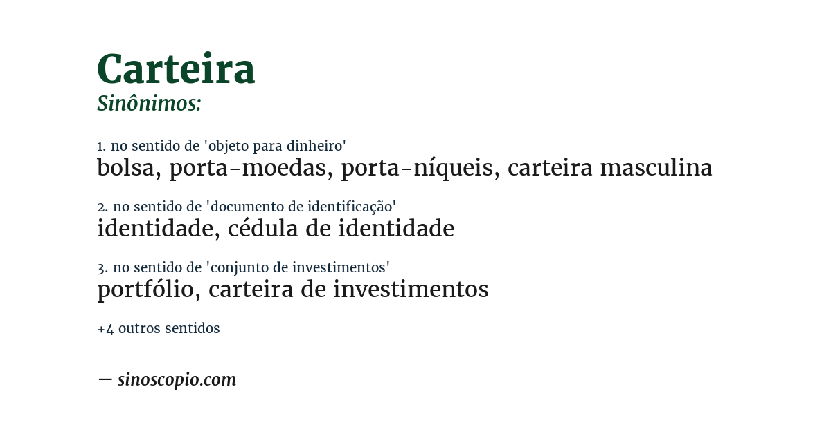 Sinônimo de carteira