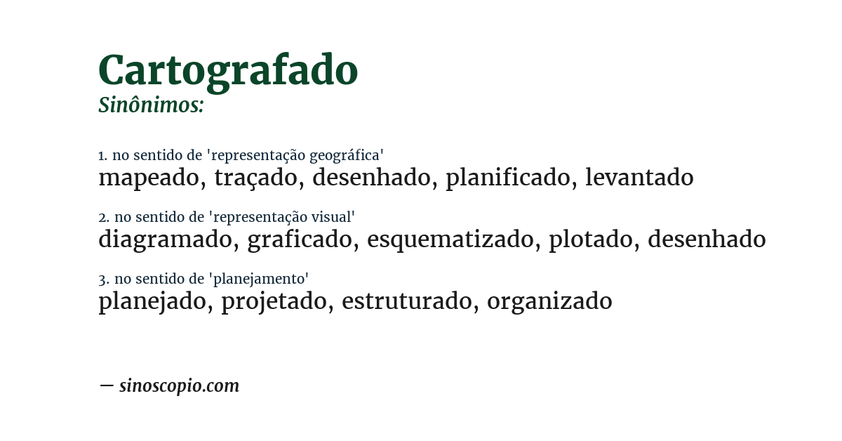 Sinônimo de cartografado