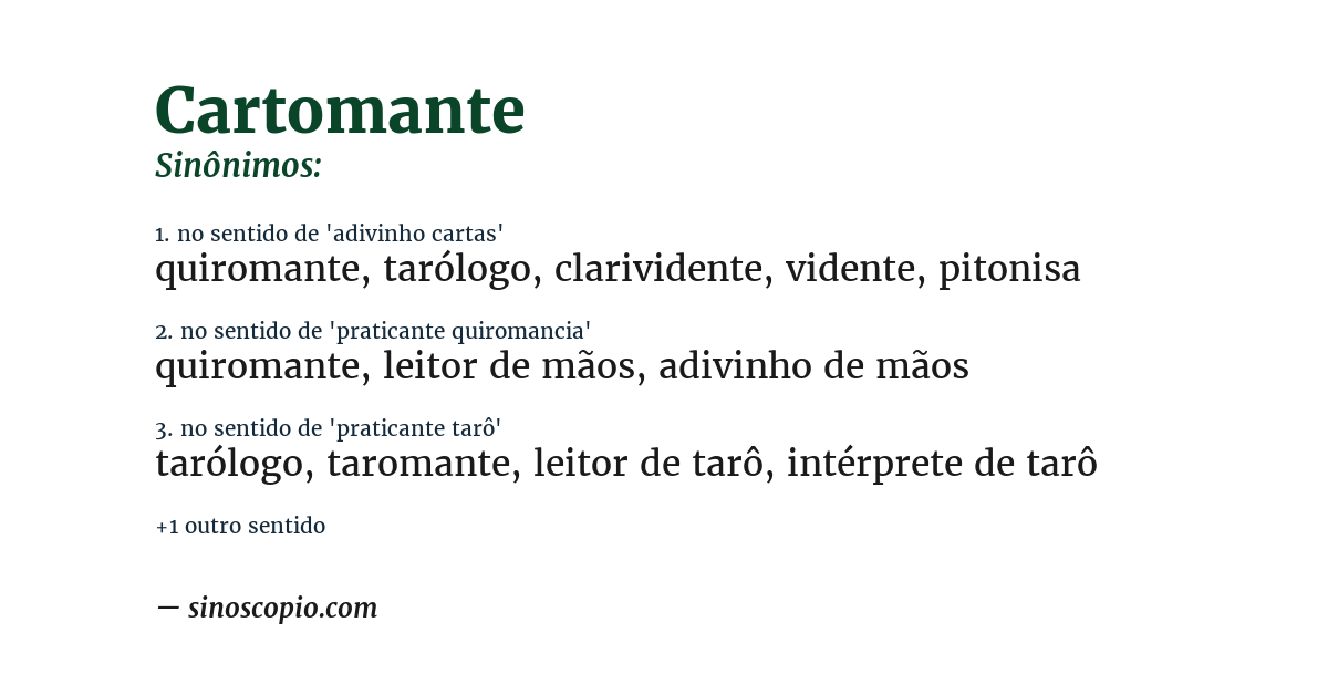 Sinônimo de cartomante