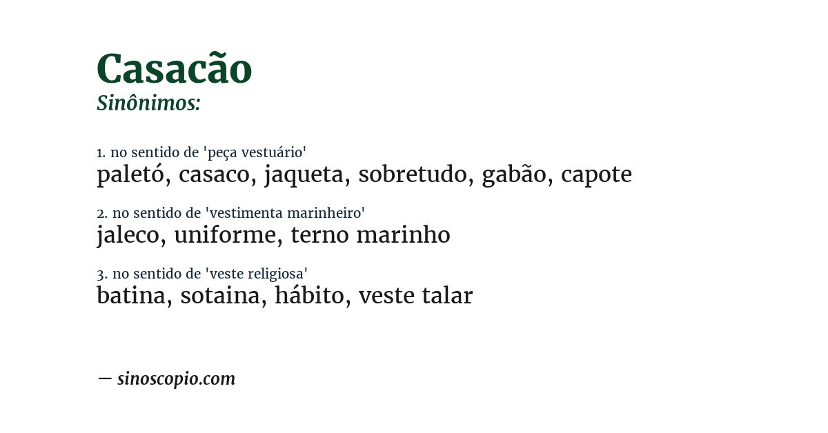 Sinônimo de casacão