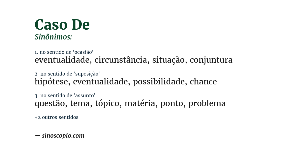 Sinônimo de caso de