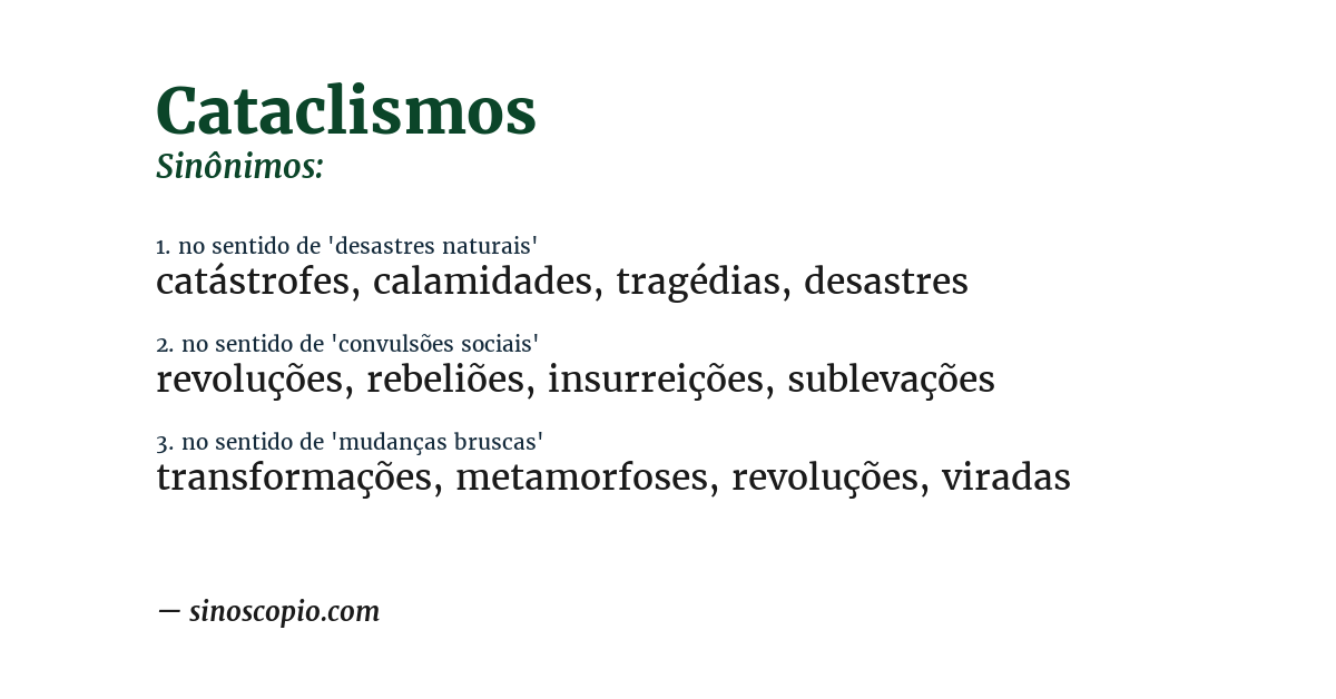 Sinônimo de cataclismos