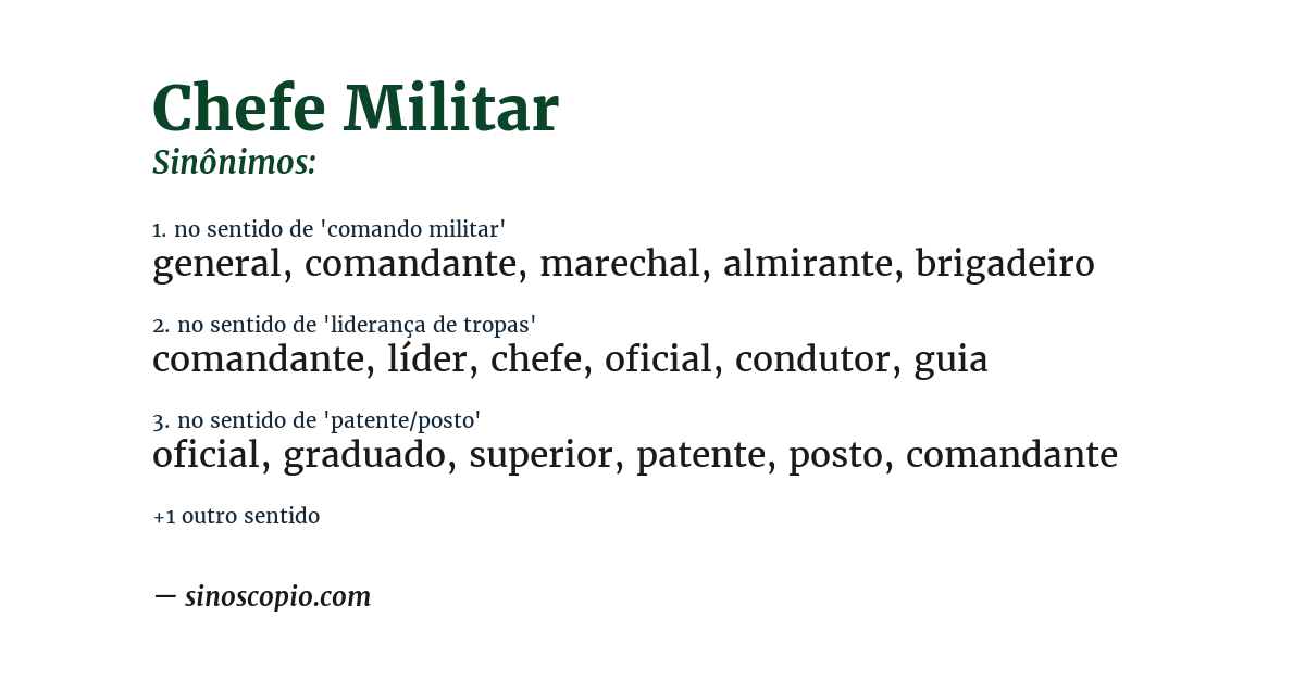 Sinônimo de chefe militar