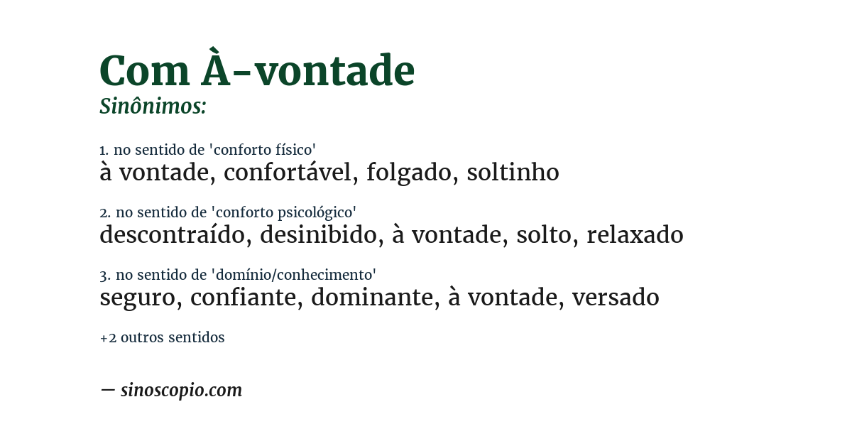 Sinônimo de com à-vontade