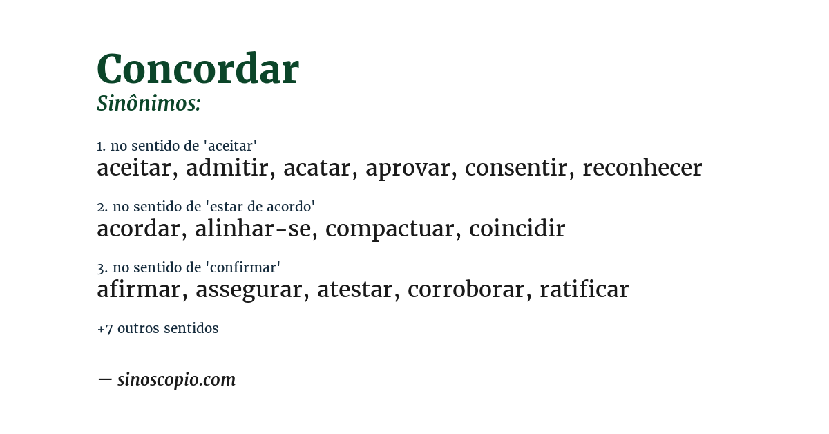 Sinônimo de concordar