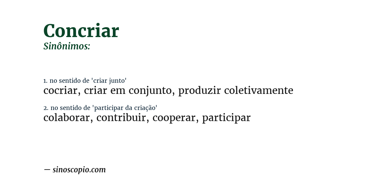 Sinônimo de concriar