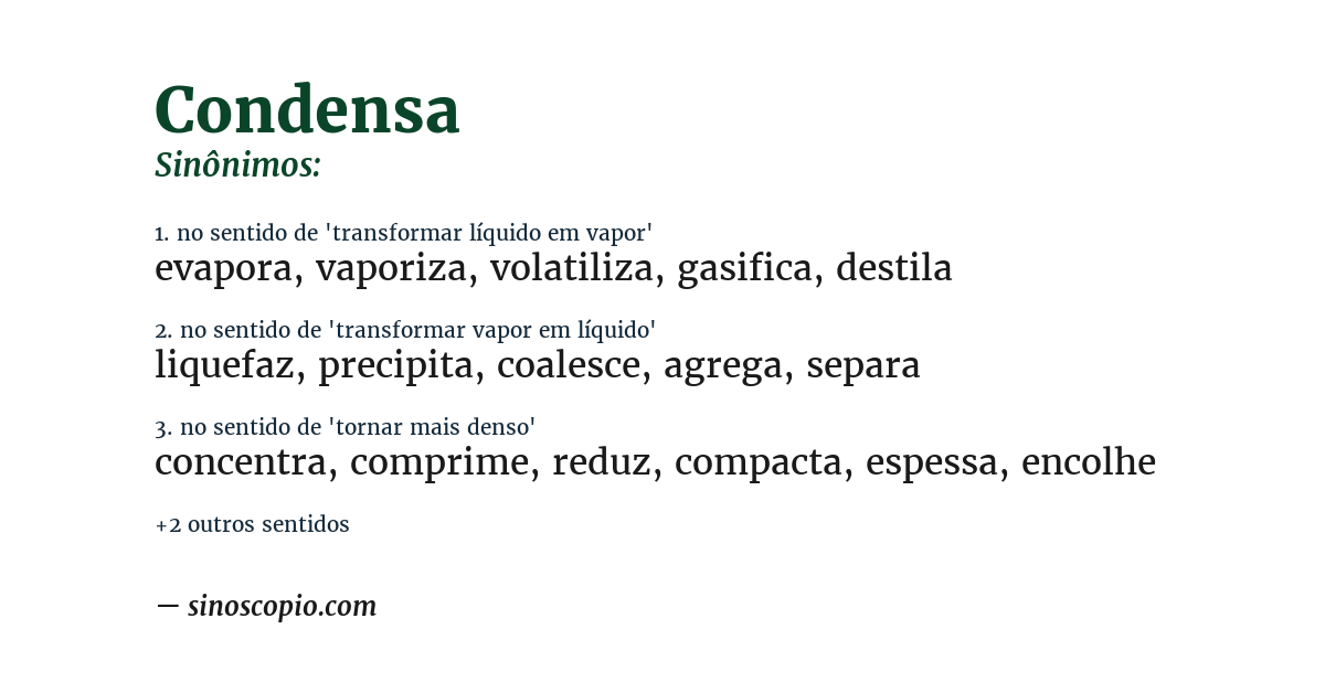 Sinônimo de condensa