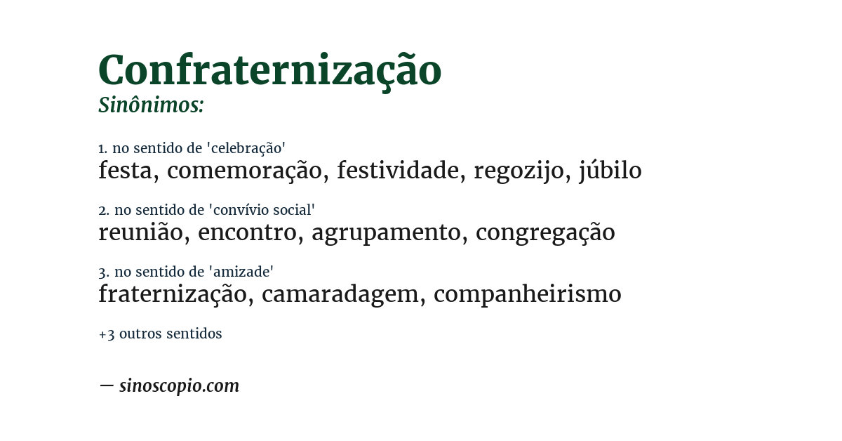 Sinônimo de confraternização