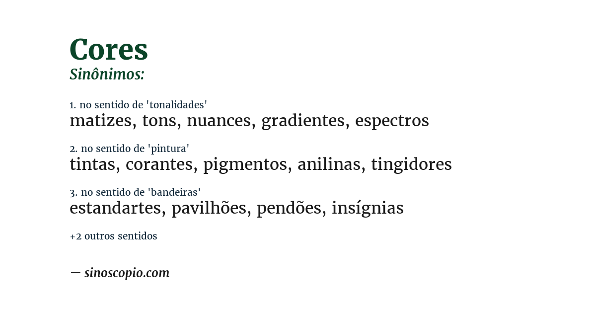 Sinônimo de cores
