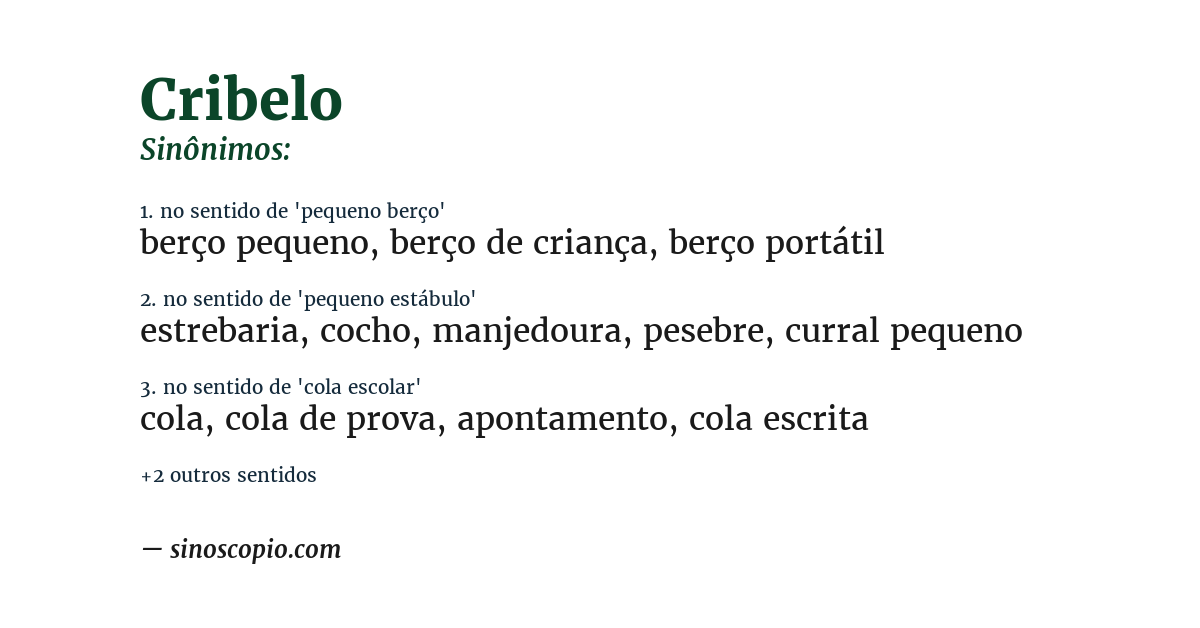 Sinônimo de cribelo