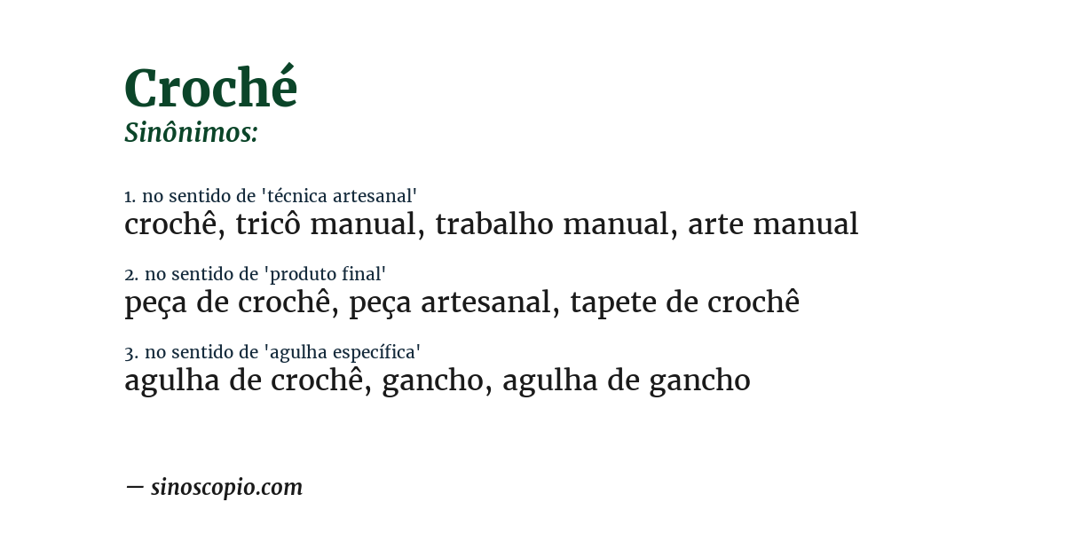 Sinônimo de croché