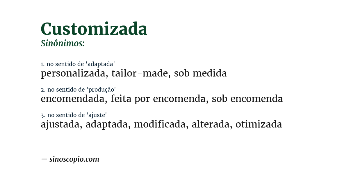 Sinônimo de customizada