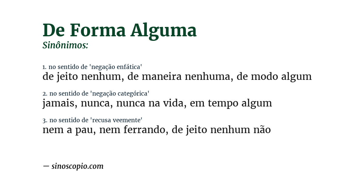Sinônimo de de forma alguma