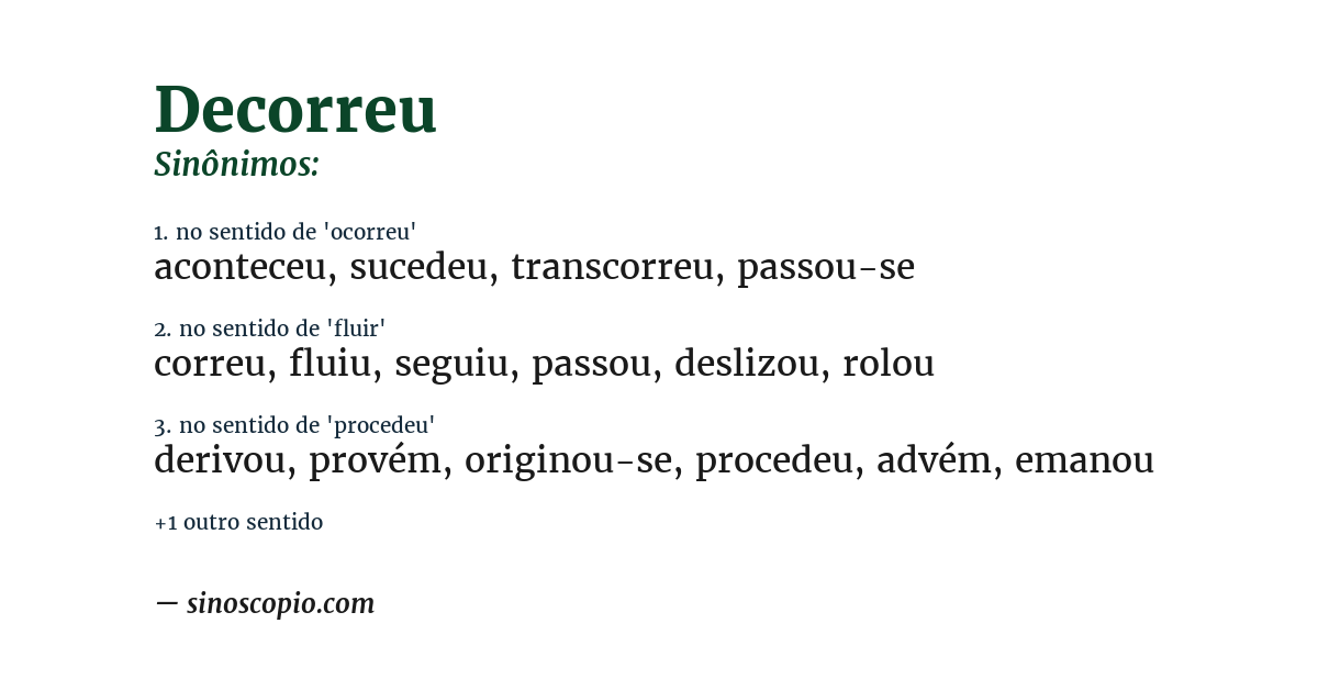 Sinônimo de decorreu