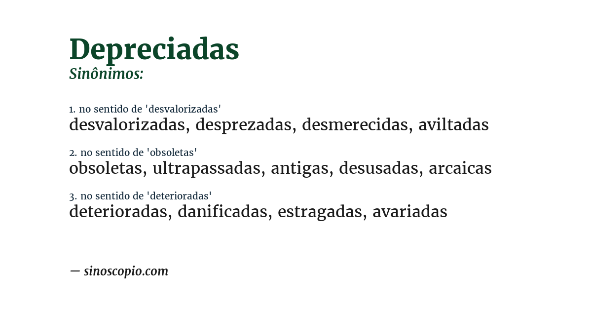 Sinônimo de depreciadas