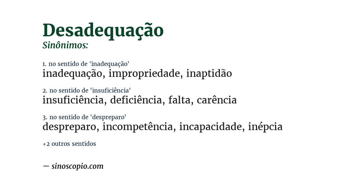 Sinônimo de desadequação