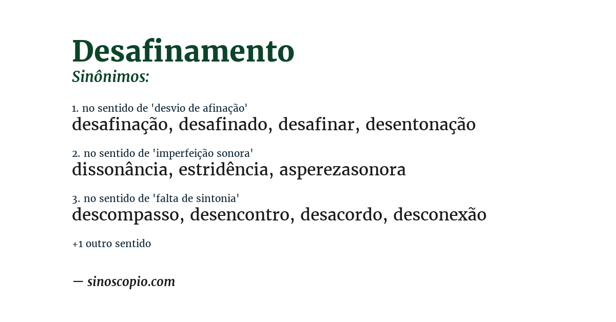Sinônimo de desafinamento