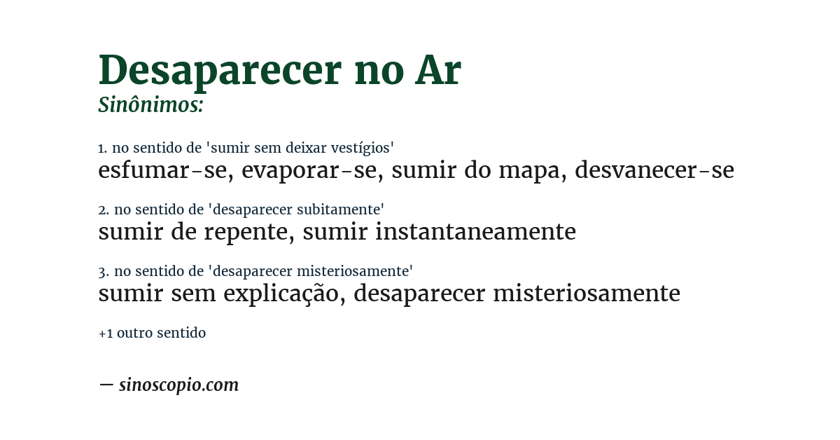 Sinônimo de desaparecer no ar