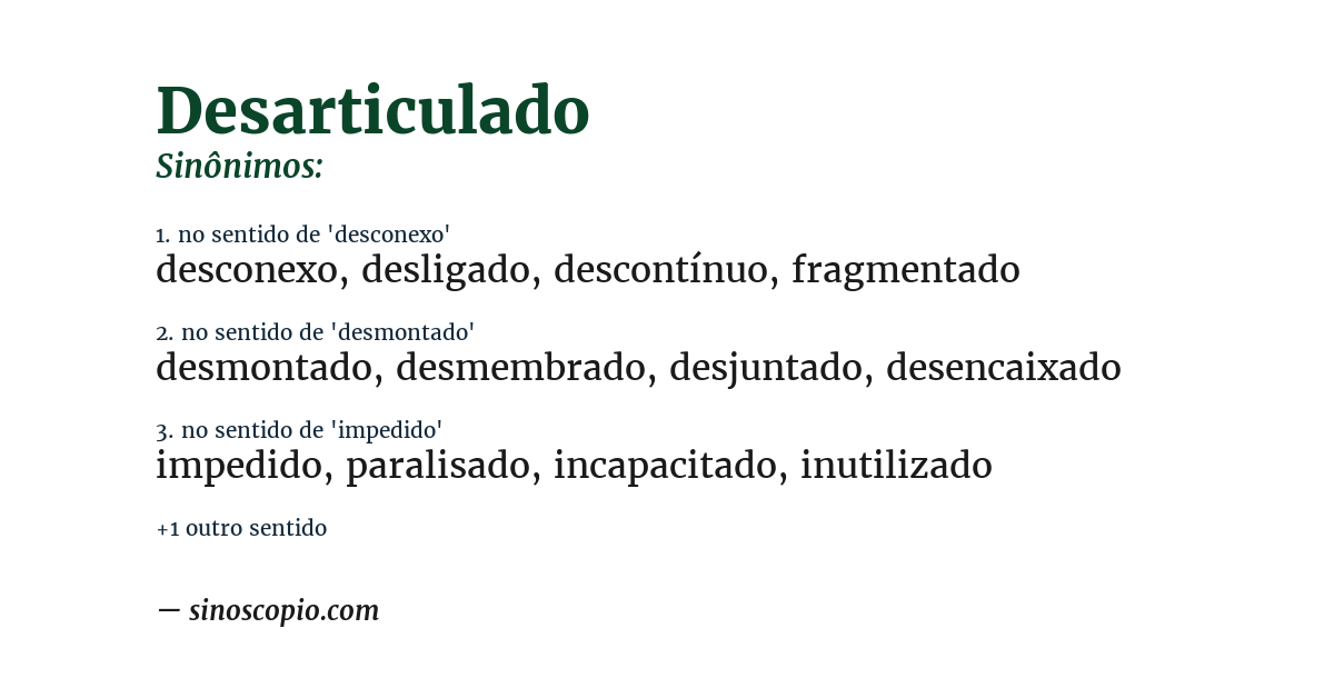 Sinônimo de desarticulado