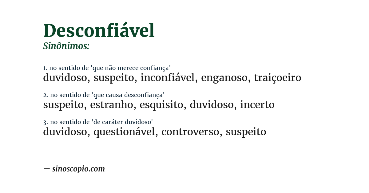 Sinônimo de desconfiável