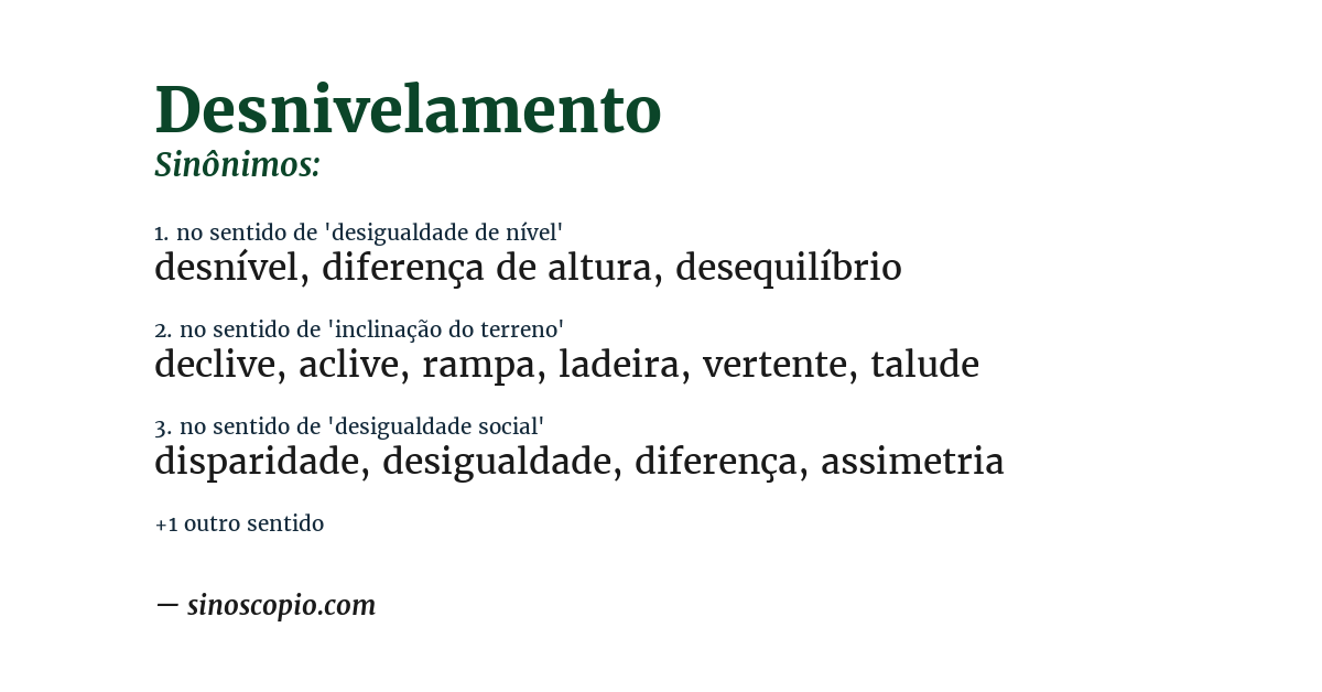 Sinônimo de desnivelamento