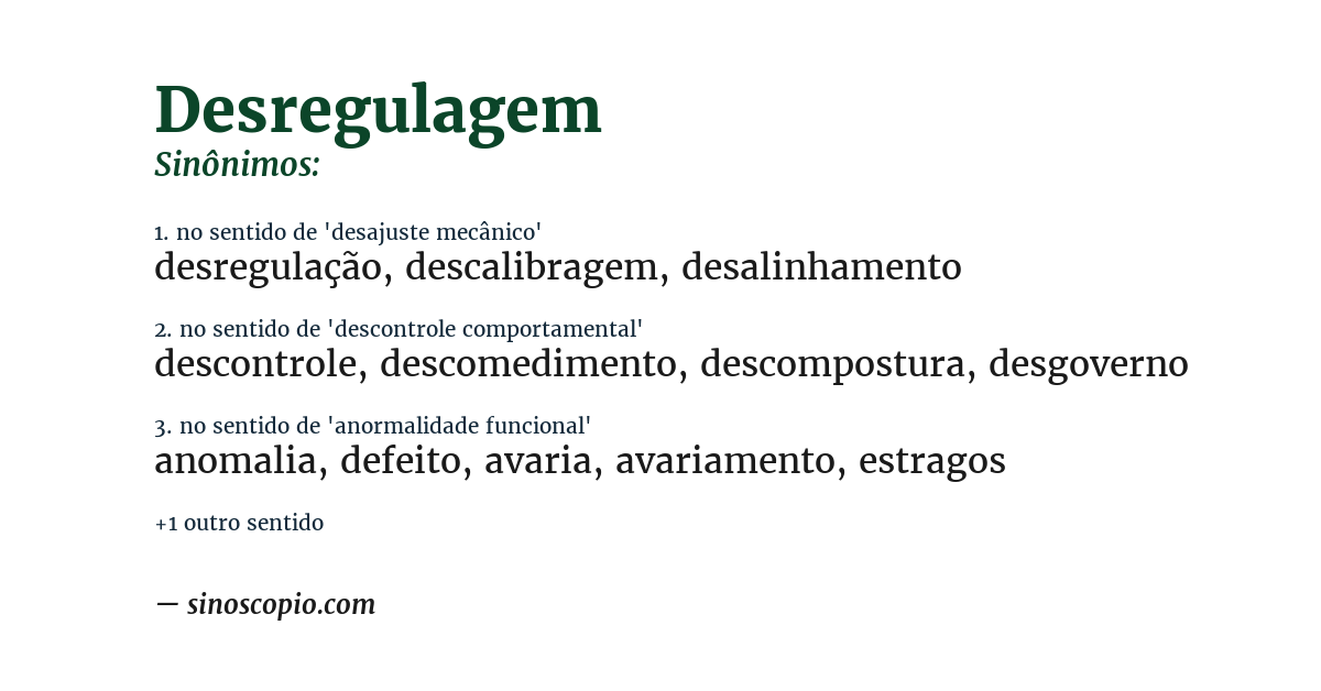 Sinônimo de desregulagem