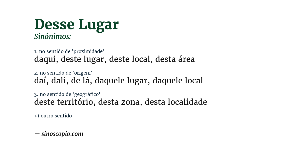 Sinônimo de desse lugar