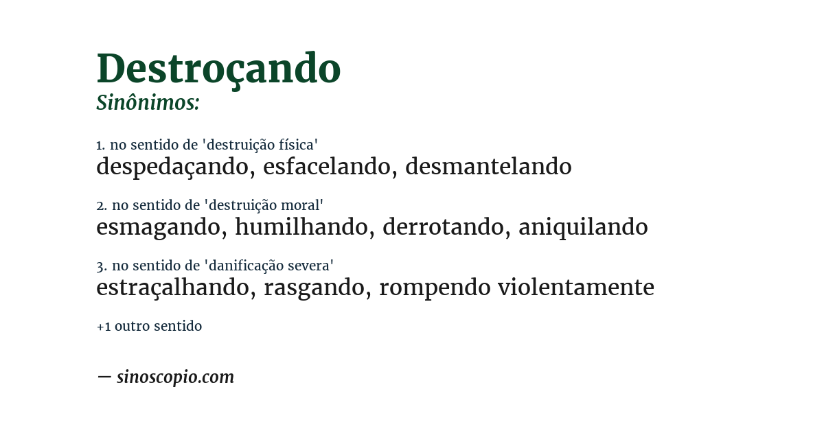 Sinônimo de destroçando