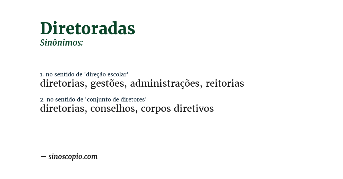 Sinônimo de diretoradas