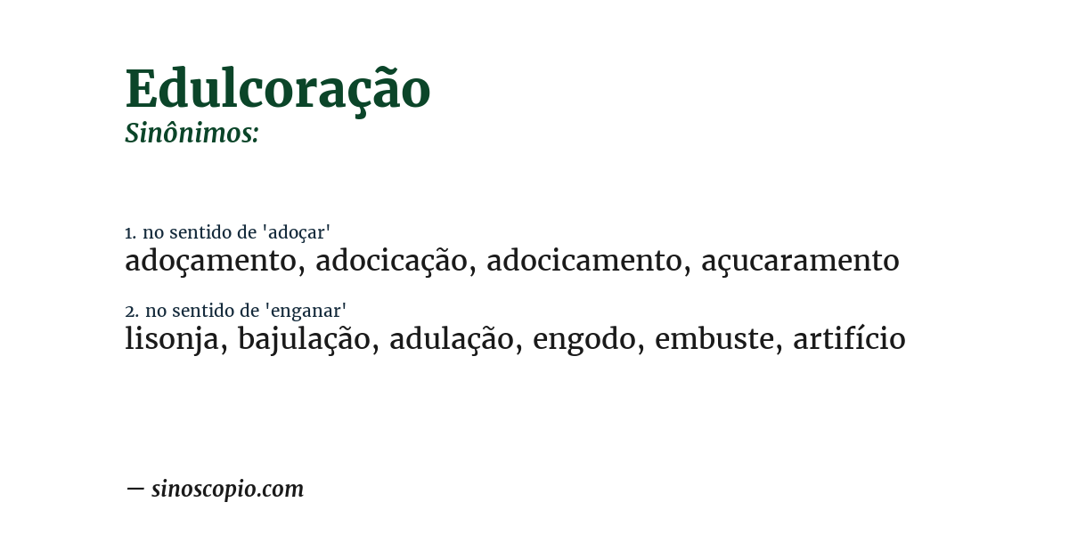 Sinônimo de edulcoração